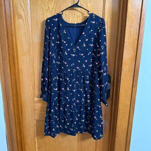 Ralph Lauren Navy Dress with Pink and Yellow Flowers - Like New